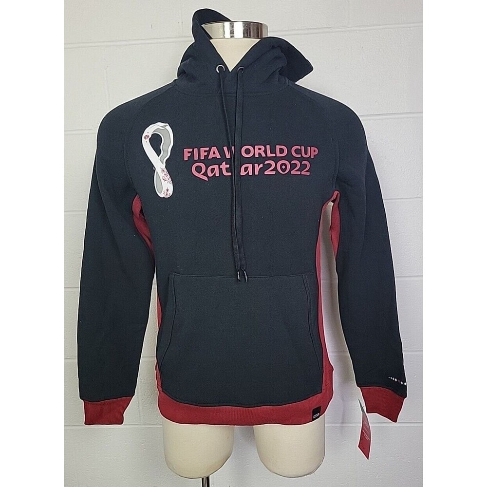 NWT Outerstuff Mens 2022‎ FIFA World Cup Premium Fleece Hoodie Black Red Qatar M